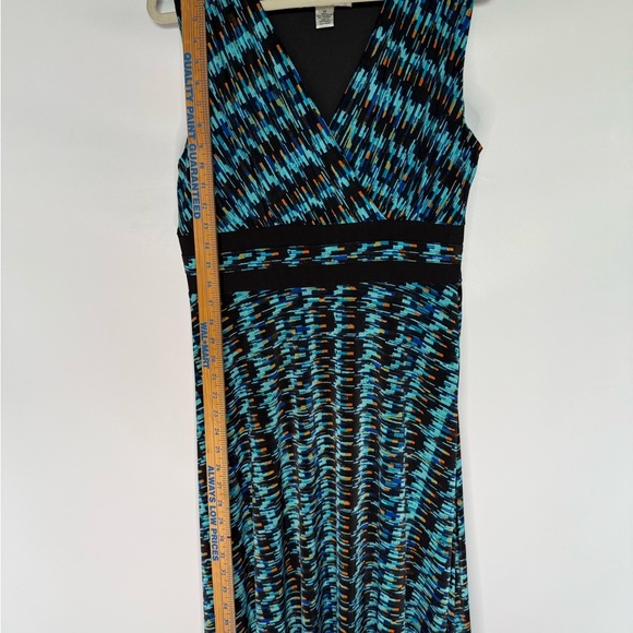 AA Studio Sleeveless Teal Blue & Black Patterned Women's Dress size 14 side zip - Picture 4 of 9